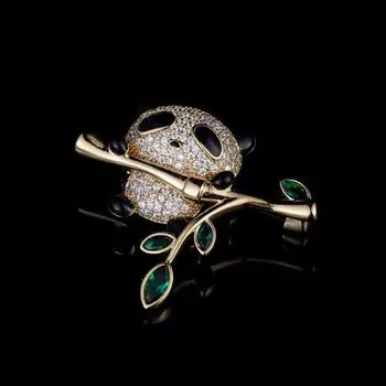 Изысканная элегантная милая брошь в виде панды из бамбукового листа, стильные мини-булавки для лацканов в виде животных, значки на свитер, шляпу, аксессуары для одежды, подарки