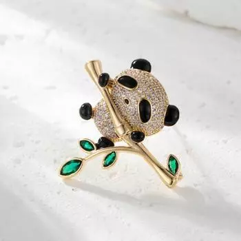 Изысканная элегантная милая брошь в виде панды из бамбукового листа, стильные мини-булавки для лацканов в виде животных, значки на свитер, шляпу, аксессуары для одежды, подарки