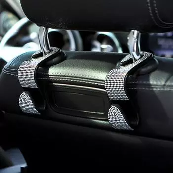 Изысканная автомобильная вешалка, автоматический открытый дизайн из полипропилена, полугорный хрусталь, крючок для спинки сиденья, аксессуары для интерьера красный