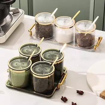 Изысканная банка для хранения приправ, европейская легкая роскошь, 3 рамки, 4 рамки, бытовая, кухонная янтарь