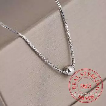 Изысканная блестящая маленькая круглая бусина из стерлингового серебра 925 пробы, ожерелье из бисера на удачу, колье, подарок на вечеринку для девочек, модные вечерние украшения 40cm платиновый