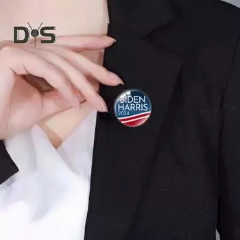 Изысканная брошь 2024 года, предвыборная кампания американского президента, 3D принт Джо, круглая, гладкая, противоскользящая, из нержавеющей стали, прищепка для одежды I
