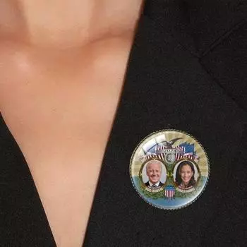 Изысканная брошь 2024 года, предвыборная кампания американского президента, 3D принт Джо, круглая, гладкая, противоскользящая, из нержавеющей стали, прищепка для одежды I