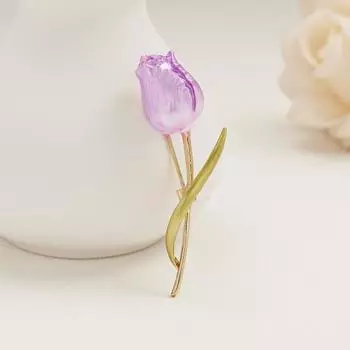 Изысканная брошь для романтической вечеринки, эмаль, розовый цветок тюльпана, брошь, костюм