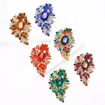 Изысканная брошь из сплава с бриллиантами, большая стеклянная брошь, изысканная универсальная женская одежда, украшение для корсажа