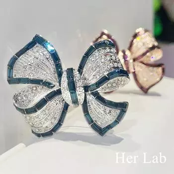 Изысканная брошь с бантом Her Lab, уникальный корсаж высокого класса, аксессуары для костюмного пальто, модная роскошная брошь фиолетовый