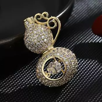 Изысканная брошь в виде тыквы Guochao, слегка инкрустированная цирконием, булавка для корсажа, прямые поставки золотой