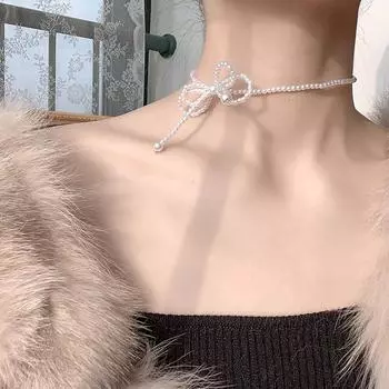 Изысканная цепочка-цепочка, ожерелье, свадебное ожерелье, элегантная цепочка на ключицу, нежное ювелирное изделие на шею, ожерелье с бусинами