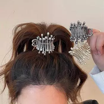 Изысканная фиксированная заколка для волос с искусственным жемчугом, заколка для волос в стиле ретро, заколка для волос с кристаллами, заколка для волос для женщин, новинка 2023 года, аксессуары для волос