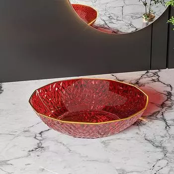 Изысканная фруктовая тарелка Домашняя гостиная Журнальный столик Фруктовая тарелка Конфетная тарелка для закусок Высококлассное ощущение Легкая роскошь Пластик Высококлассный красный