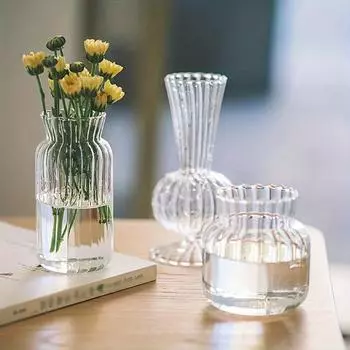 Изысканная гидропонная ваза, полосатая стеклянная цветочная композиция, вазы, настольные украшения, гостиная, спальня, цветочные растения, бутылка