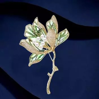 Изысканная классическая брошь «Ирис» Женственность Роскошь Элегантность Анти-легкая одежда Корсаж Аксессуары Electroplated real gold зелёный