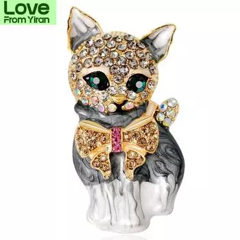 Изысканная красочная металлическая брошь с изображением кота, женская одежда, аксессуары, броши с животными, детский праздничный подарок