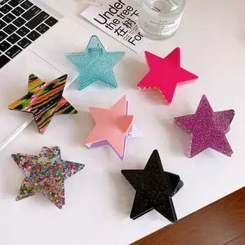 Изысканная красочная заколка для волос со звездами, винтажная заколка для волос с принтом, заколки для волос в виде краба, заколка в виде акулы, головные уборы для женщин, аксессуары для волос для девочек