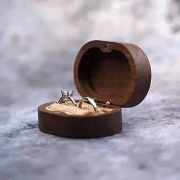 Изысканная маленькая шкатулка для колец из черного орехового дерева, винтажная витрина для ювелирных изделий, чехол для помолвки кофейный