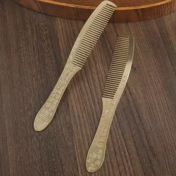Изысканная массажная расческа Baifu с длинной ручкой из латуни - китайский стиль для мужчин и женщин