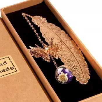 Изысканная металлическая закладка в виде пера с 3D-подвеской в виде бабочки - портфолио для любителей книг, писателей, читателей, уникальный подарок для свадебного декора, художественные принадлежности