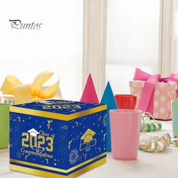 Изысканная многоцелевая многоразовая коробка для выпускных карточек, картонная коробка для выпускных, сувениры для вечеринок синий