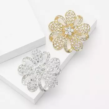 Изысканная модная брошь-цветок из сплава со стразами, высококачественное универсальное женское платье, кардиган, корсаж, ювелирное украшение, булавка