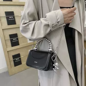 Изысканная модная сумка из бисера, женская, новая, иностранного стиля, универсальная, однотонная, сумка через плечо, высокая фактура, трендовая сумка-мессенджер белый