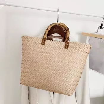 Изысканная одежда большой емкости, подходящая к портативной пляжной сумке из ротанга, дорожная сумка, аксессуар для отпуска, соломенная сумка Small