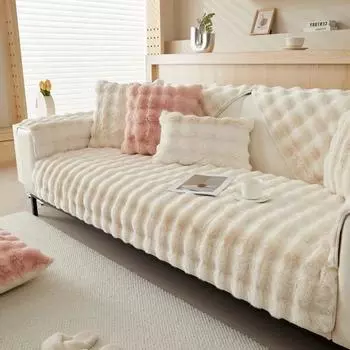 Изысканная подушка для дивана, утолщенный плюшевый чехол из кролика, зимнее противоскользящее покрытие, полотенце, удобная моющаяся невыцветающая ткань 70x70