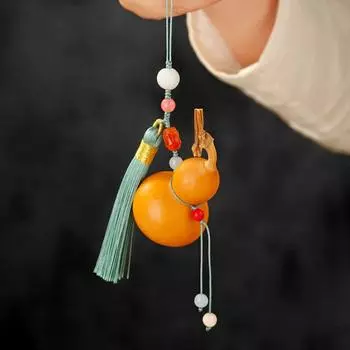 Изысканная подвеска в виде тыквы с кисточкой в китайском стиле для рюкзака, украшения для сумки Natural Gourd Pendant