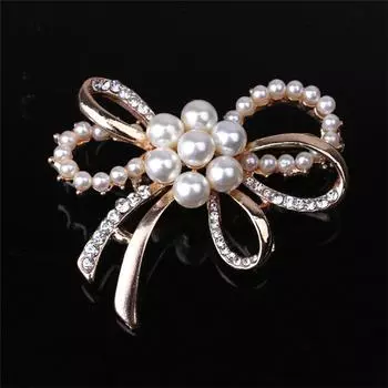 Изысканная полая брошь со стразами и жемчужным бантом, высококачественный универсальный женский корсаж