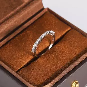 Изысканная простота одного слова, кольцо с цирконом для женщин, простое блестящее кольцо с цирконом AAAA, модное серебряное ювелирное изделие, подарок на годовщину, свадебное кольцо 6 белый