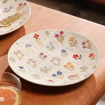 Изысканная рельефная керамическая тарелка для домашнего чаепития сладкие цветы тарелка для закусок и фруктов роскошные ресторанные креативные десертные тарелки