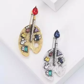 Изысканная ретро-брошь со стразами в виде палитры, персонализированная нишевая женская бижутерия для пальто и корсажа