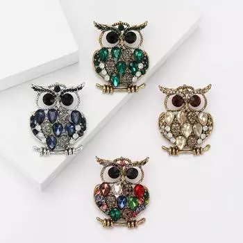 Изысканная ретро-брошь в виде совы из сплава со стразами, женская одежда высокого класса, ювелирное украшение на корсаж