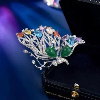 Изысканная ретро цветная циркониевая брошь-бабочка знаменитость роскошное пальто пальто ниша насекомое корсаж костюм булавка аксессуары