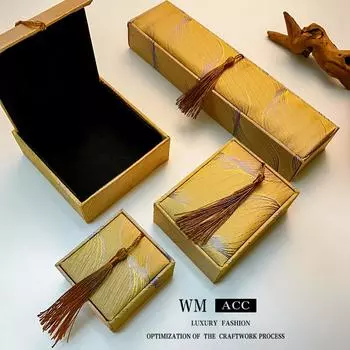 Изысканная ретро-шкатулка для украшений, серьги, упаковка, ювелирные изделия, высококачественный плетеный узор, кольцо, ожерелье, подарочная коробка Ring Box