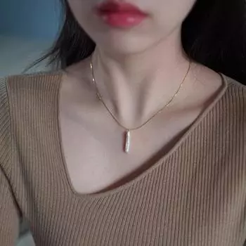 Изысканная серебряная цепочка на ключицу, зубочистка, нерегулярное ожерелье из натурального жемчуга в стиле барокко, серебряные украшения 925 пробы, цепочка на шею в минималистском стиле 40CM