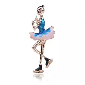 Изысканная синяя эмаль, красивая балетная фигурка, катание на коньках, танцовщица, брошь для девочек, значок, ювелирное изделие, подарок для балерины, аксессуары