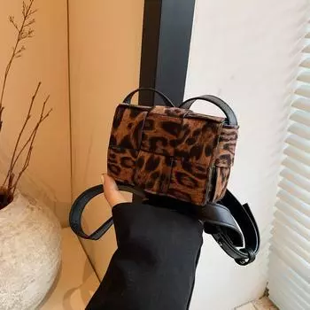 Изысканная текстура маленькая сумка для женщин новый модный тренд леопардовый принт маленькая квадратная сумка мини сумка через плечо