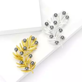 Изысканная универсальная брошь из сплава с жемчугом, матовым золотом, матовым серебром, модная универсальная женская одежда, украшение для корсажа