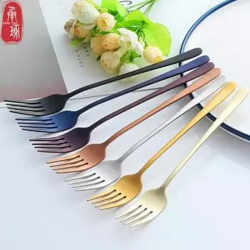 Изысканная вилка из нержавеющей стали 304, практичная корейская вилка для стейка, вилка для торта, фруктового десерта, кухонная посуда для вечеринки 1pcs серебряный