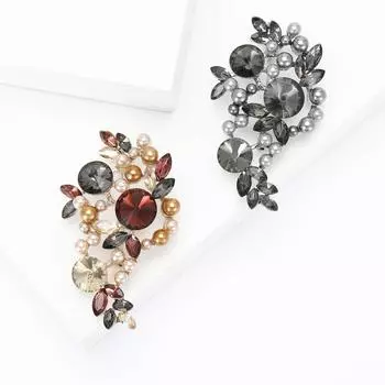 Изысканная винтажная брошь из сплава с бриллиантами и жемчугом, высококачественная креативная женская шаль, брошь-украшение на булавке