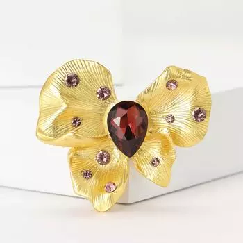 Изысканная высококачественная брошь-бабочка из невыразительного золота со стразами, универсальная брошь в стиле ретро для женского костюма, пальто, корсаж, ювелирное украшение