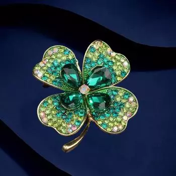 Изысканная высококачественная брошь в виде цветка с четырьмя листьями, женский высококачественный корсаж, темпераментный универсальный костюм, булавка в виде цветка, аксессуары, подарок Electroplated real gold зелёный