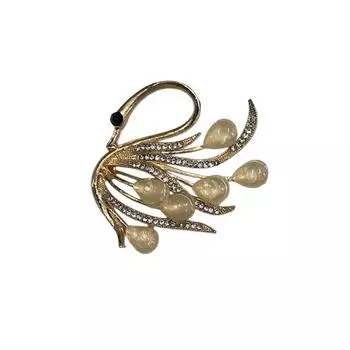 Изысканная женская брошь, брошь в виде лебедя, брошь в виде животного One Size белый