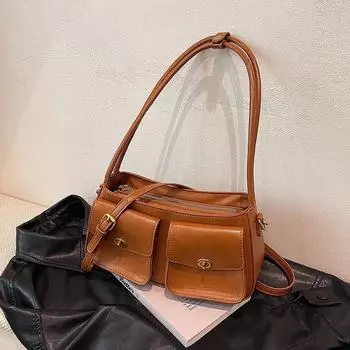 Изысканная женская повседневная сумка через плечо: Стильная маленькая квадратная сумка через плечо 29*8*15 коричневый