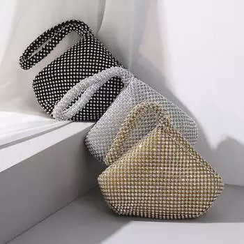 Изысканная женская сумка со стразами, компактное расположение чёрный