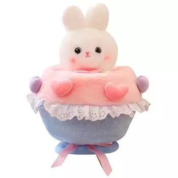 Изысканно выполненная кремовая кукла с цветочным принтом на ушках и супермягкой куклой-компаньоном One Size