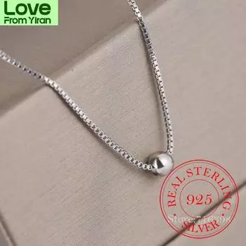 Изысканное блестящее маленькое круглое ожерелье из стерлингового серебра 925 пробы с бусинами на удачу, чокер, подарок на вечеринку для девочек, модные украшения для вечеринки 40cm платиновый