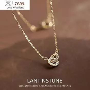 Изысканное циркониевое двойное круговое колье с подвеской в виде замка, золотое ожерелье для женщин, простой дизайн, чувство очарования, вечерние свадебные украшения N201