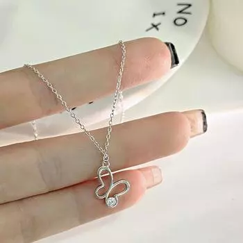 Изысканное и компактное ожерелье в виде бабочки, легкий роскошный циркон, ощущение высокого класса, стиль милой феи, нишевый дизайн