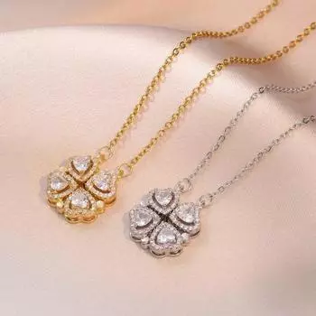 Изысканное и модное ожерелье с магнитной подвеской в виде четырехлистного клевера для женщин, креативные аксессуары, подарок на день рождения для влюбленных золотой